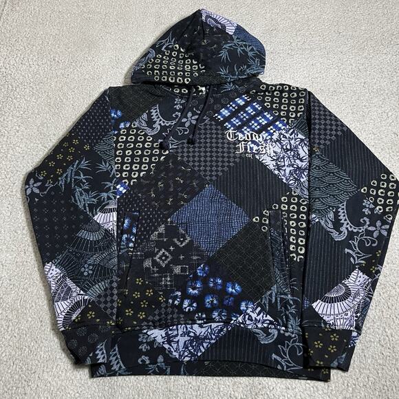 Teddy Fresh Sweatshirt Mens XS Hoodie Patchwork Grandpa Core Embroidered - Picture 1 of 16